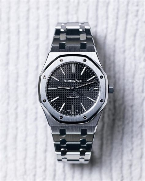 audemars piguet ap royal oak silver black metal|audemars piguet royal oak donna.